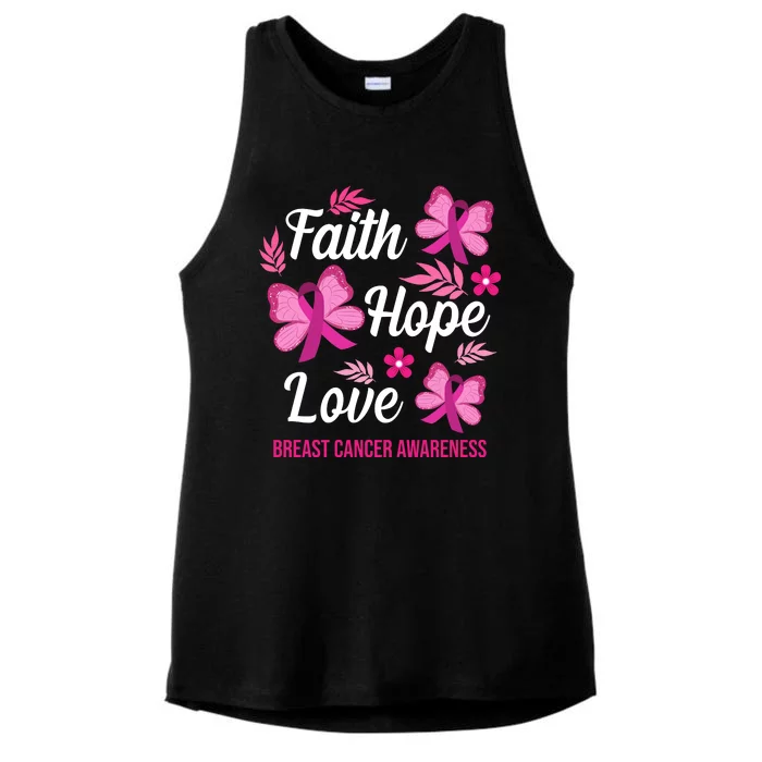 Faith Hope Love Breast Cancer Awareness Ladies Tri-Blend Wicking Tank