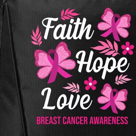 Faith Hope Love Breast Cancer Awareness City Backpack