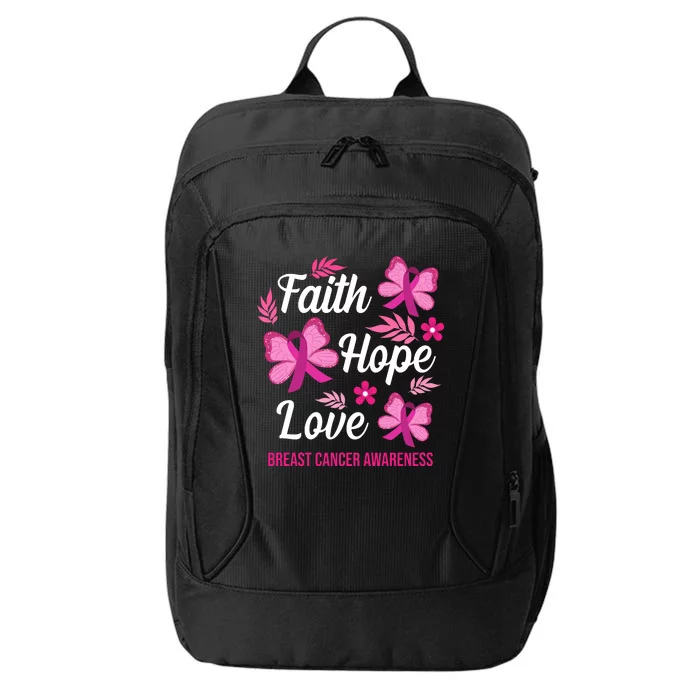 Faith Hope Love Breast Cancer Awareness City Backpack