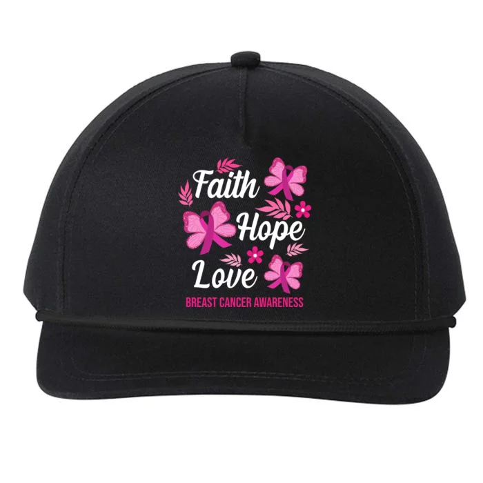 Faith Hope Love Breast Cancer Awareness Snapback Five-Panel Rope Hat