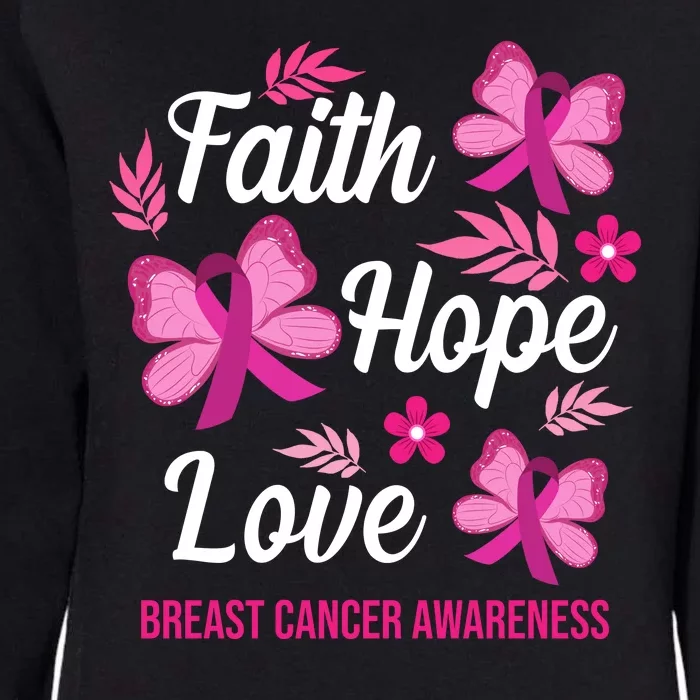 Faith Hope Love Breast Cancer Awareness Womens California Wash Sweatshirt