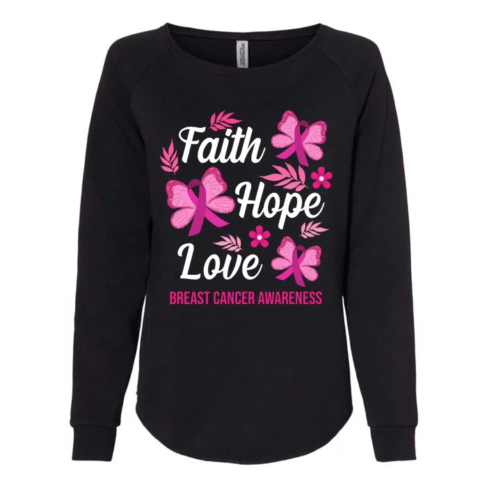 Faith Hope Love Breast Cancer Awareness Womens California Wash Sweatshirt