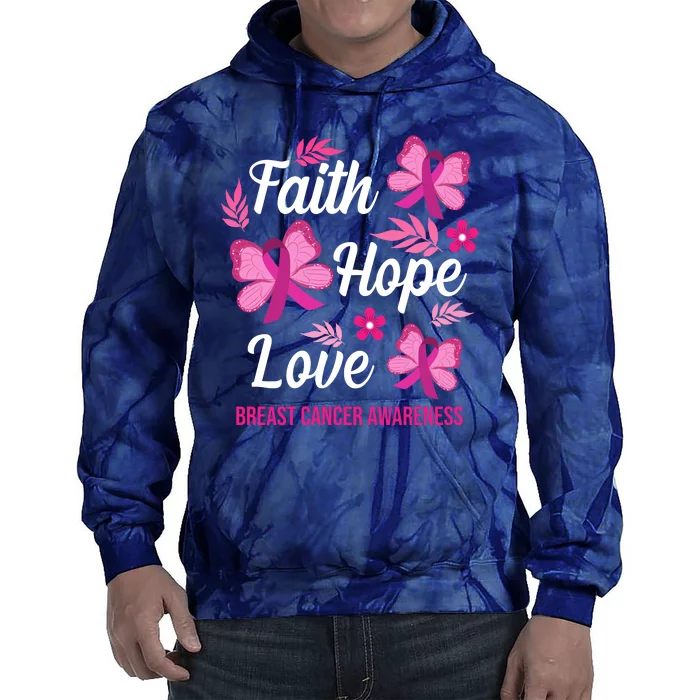 Faith Hope Love Breast Cancer Awareness Tie Dye Hoodie