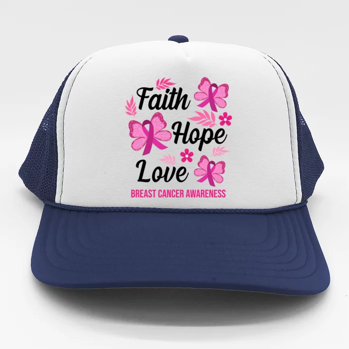 Faith Hope Love Breast Cancer Awareness Trucker Hat