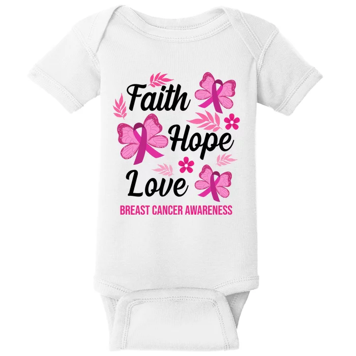 Faith Hope Love Breast Cancer Awareness Baby Bodysuit