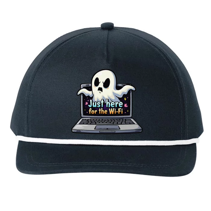 Funny Halloween Laptop Wifi Ghost Coffee Shop Computer Snapback Five-Panel Rope Hat