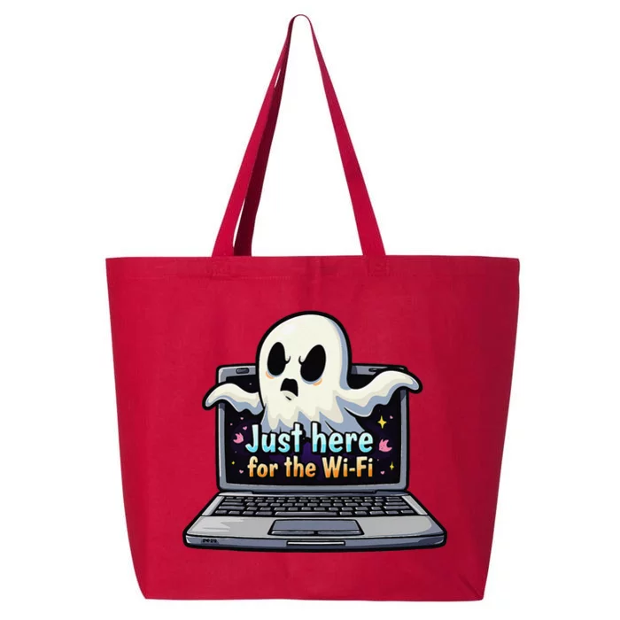 Funny Halloween Laptop Wifi Ghost Coffee Shop Computer 25L Jumbo Tote