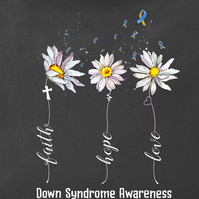 Faith Hope Love Down Syndrome Awareness Flower Zip Tote Bag