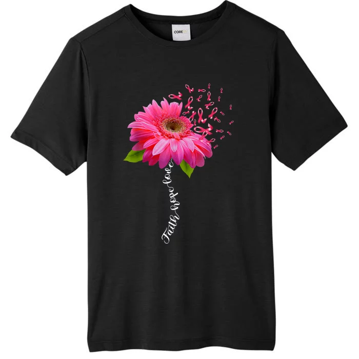 Faith Hope Love Pink Ribbon Daisy Flower Breast Cancer ChromaSoft Performance T-Shirt