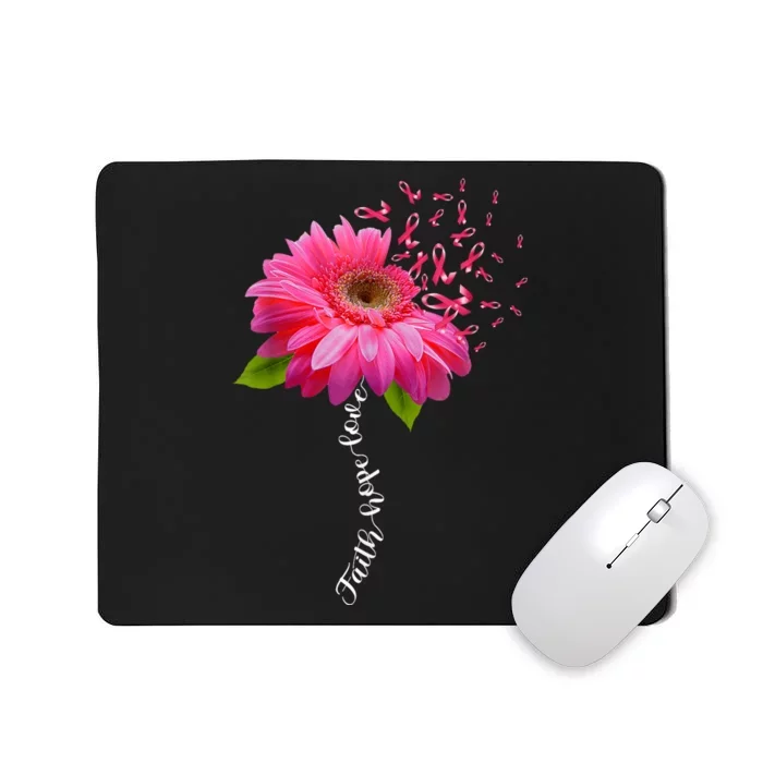 Faith Hope Love Pink Ribbon Daisy Flower Breast Cancer Mousepad