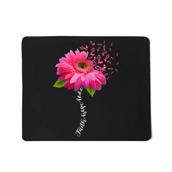 Faith Hope Love Pink Ribbon Daisy Flower Breast Cancer Mousepad