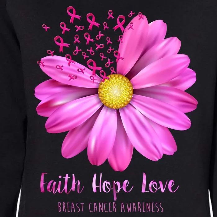 Faith Hope Love Breast Cancer Awareness Ribbon Floral Womens California Wash Sweatshirt