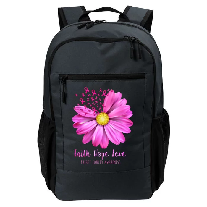 Faith Hope Love Breast Cancer Awareness Ribbon Floral Daily Commute Backpack