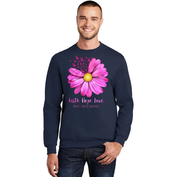 Faith Hope Love Breast Cancer Awareness Ribbon Floral Sweatshirt