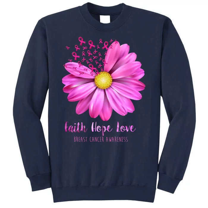 Faith Hope Love Breast Cancer Awareness Ribbon Floral Sweatshirt