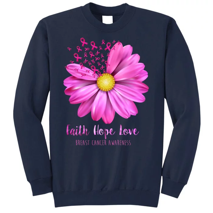 Faith Hope Love Breast Cancer Awareness Ribbon Floral Tall Sweatshirt