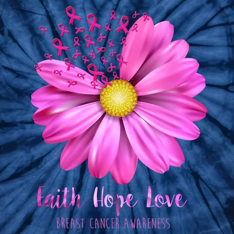 Faith Hope Love Breast Cancer Awareness Ribbon Floral Tie-Dye T-Shirt