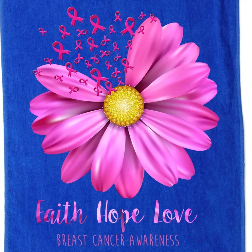 Faith Hope Love Breast Cancer Awareness Ribbon Floral Platinum Collection Golf Towel