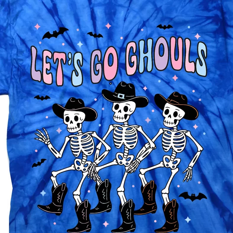 Funny Halloween Lets Go Ghouls Dancing Skeleton Ghost Outfit Tie-Dye T-Shirt