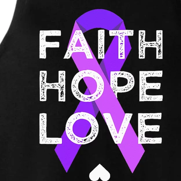 Faith Hope Love Purple Ribbon Testicular Cancer Awareness Ladies Tri-Blend Wicking Tank