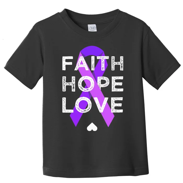 Faith Hope Love Purple Ribbon Testicular Cancer Awareness Toddler T-Shirt