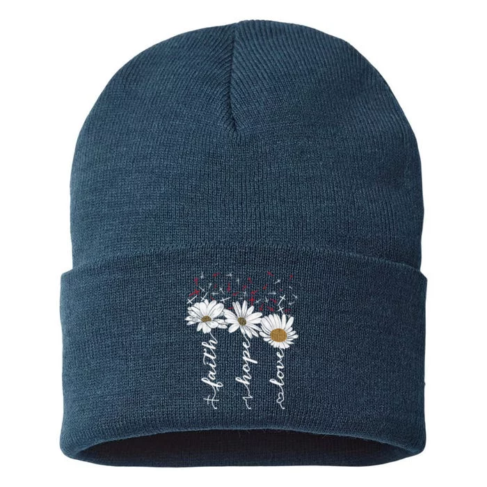 Faith Hope Love Jesus Flowers Sustainable Knit Beanie