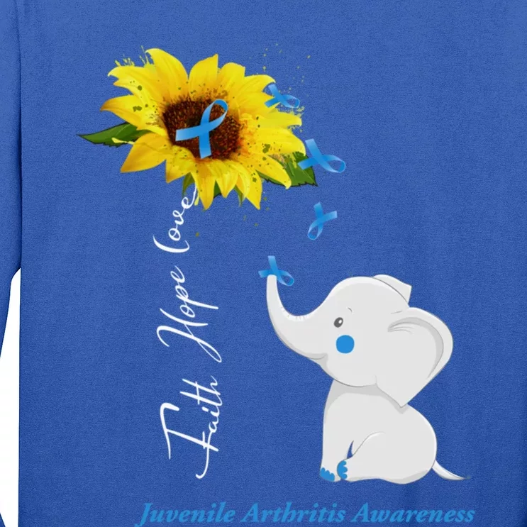 Faith Hope Love Juvenile Arthritis Awareness Elephant Ribbon Gift Long Sleeve Shirt