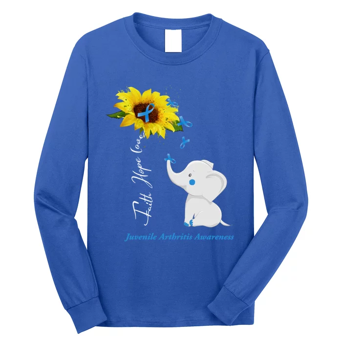 Faith Hope Love Juvenile Arthritis Awareness Elephant Ribbon Gift Long Sleeve Shirt