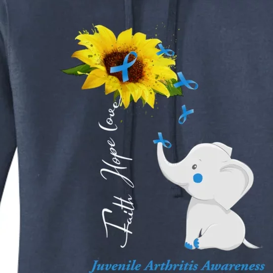 Faith Hope Love Juvenile Arthritis Awareness Elephant Ribbon Gift Women's Pullover Hoodie