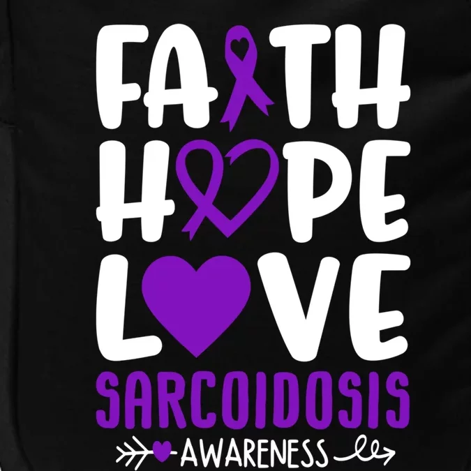 Faith Hope Love Sarcoidosis Awareness Ribbon Heart Purple Gift Impact Tech Backpack