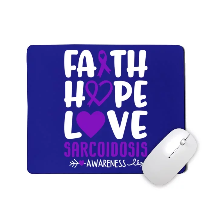 Faith Hope Love Sarcoidosis Awareness Ribbon Heart Purple Gift Mousepad