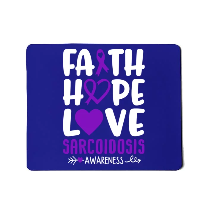 Faith Hope Love Sarcoidosis Awareness Ribbon Heart Purple Gift Mousepad