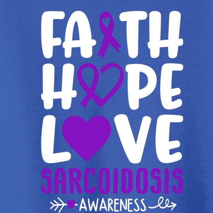 Faith Hope Love Sarcoidosis Awareness Ribbon Heart Purple Gift Toddler T-Shirt