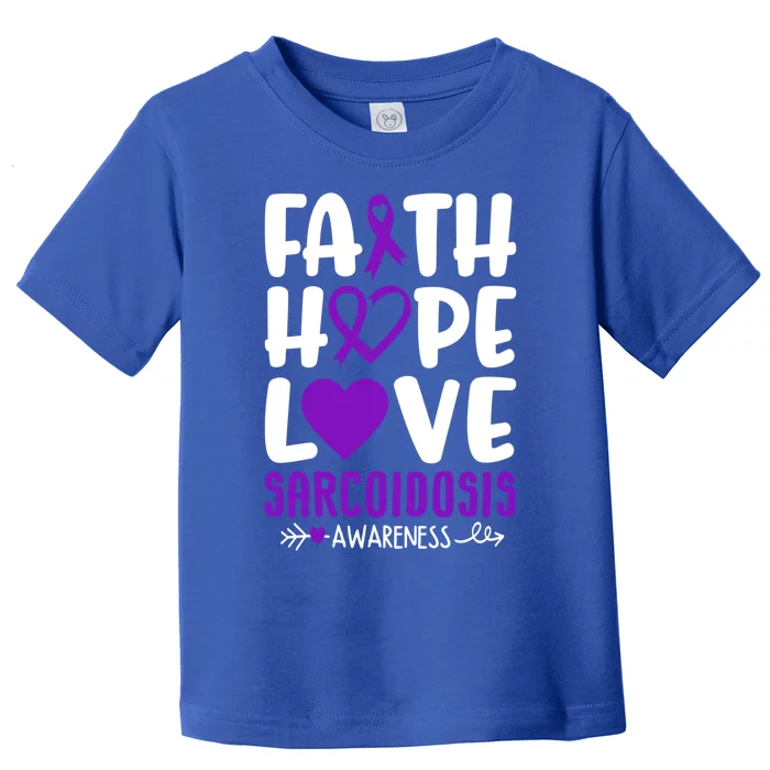 Faith Hope Love Sarcoidosis Awareness Ribbon Heart Purple Gift Toddler T-Shirt