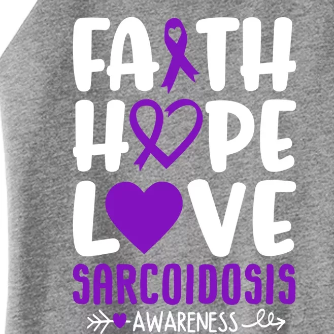 Faith Hope Love Sarcoidosis Awareness Ribbon Heart Purple Gift Women’s Perfect Tri Rocker Tank