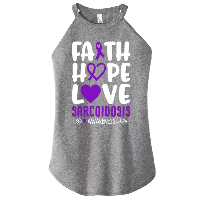 Faith Hope Love Sarcoidosis Awareness Ribbon Heart Purple Gift Women’s Perfect Tri Rocker Tank