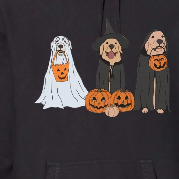 Funny Halloween Labrador Golden Retriever Ghost Dog Witch Premium Hoodie