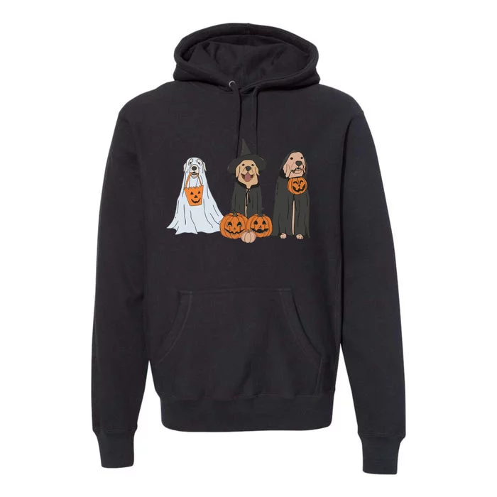 Funny Halloween Labrador Golden Retriever Ghost Dog Witch Premium Hoodie