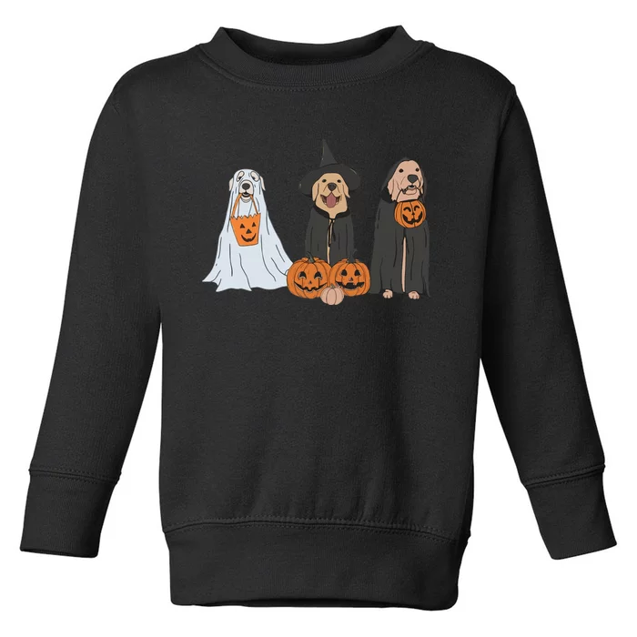 Funny Halloween Labrador Golden Retriever Ghost Dog Witch Toddler Sweatshirt