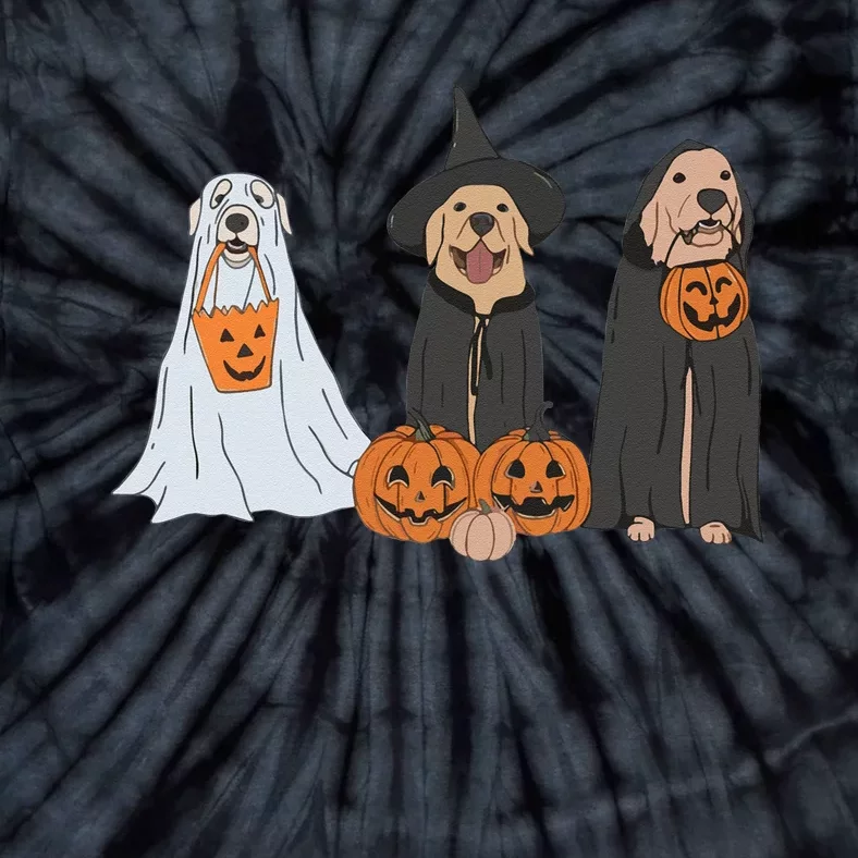 Funny Halloween Labrador Golden Retriever Ghost Dog Witch Tie-Dye T-Shirt