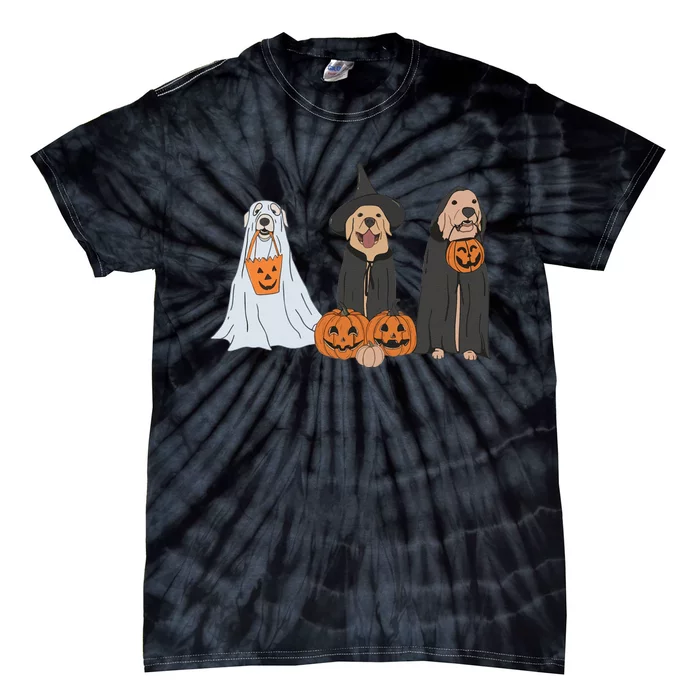 Funny Halloween Labrador Golden Retriever Ghost Dog Witch Tie-Dye T-Shirt