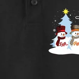 Faith Hope Love Snowman Jesus Christian Christmas Dry Zone Grid Performance Polo