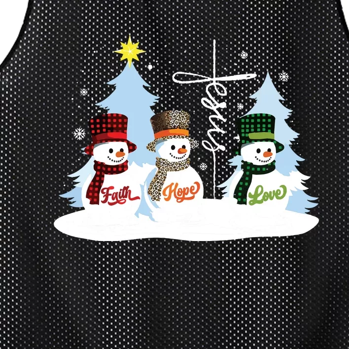 Faith Hope Love Snowman Jesus Christian Christmas Mesh Reversible Basketball Jersey Tank