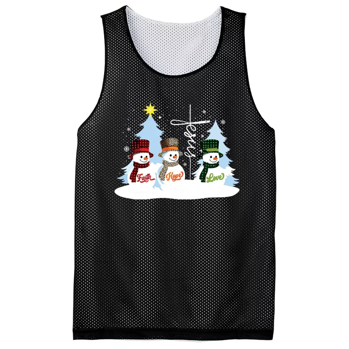 Faith Hope Love Snowman Jesus Christian Christmas Mesh Reversible Basketball Jersey Tank