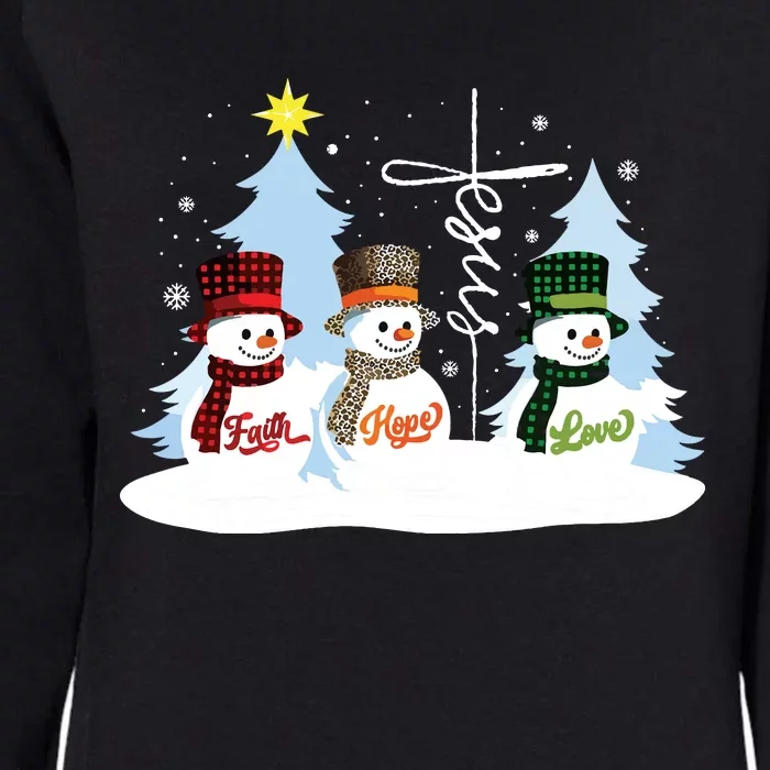 Faith Hope Love Snowman Jesus Christian Christmas Womens California Wash Sweatshirt