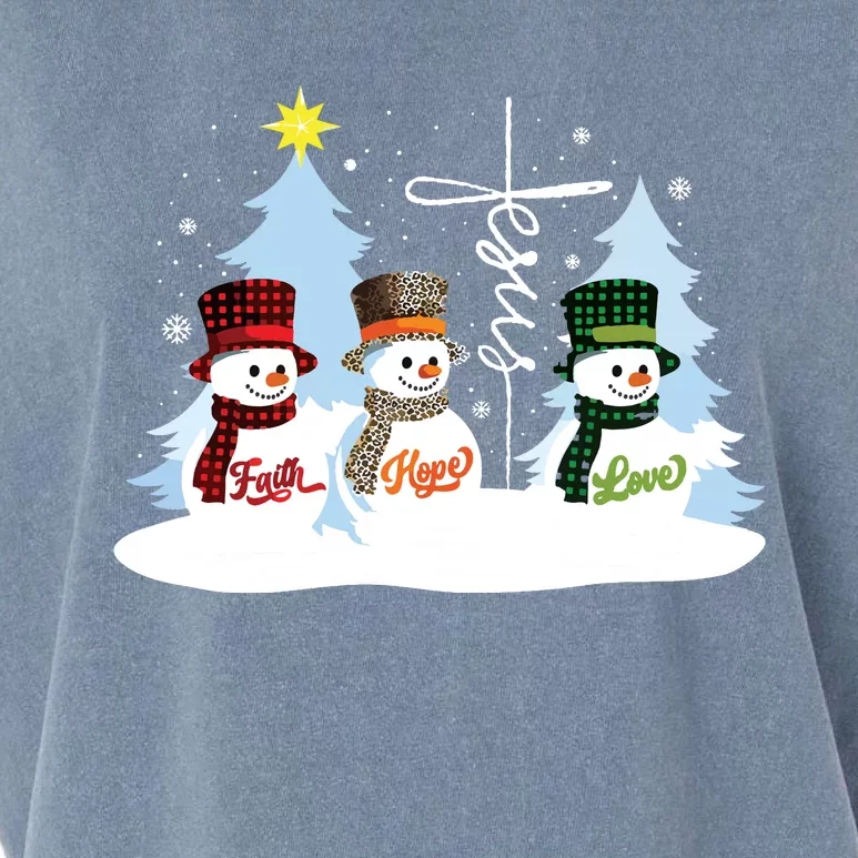 Faith Hope Love Snowman Jesus Christian Christmas Garment-Dyed Women's Muscle Tee