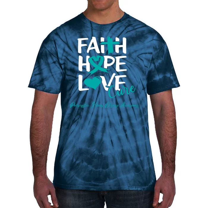 Faith Hope Love Polycystic Kidney Disease Awareness Tie-Dye T-Shirt