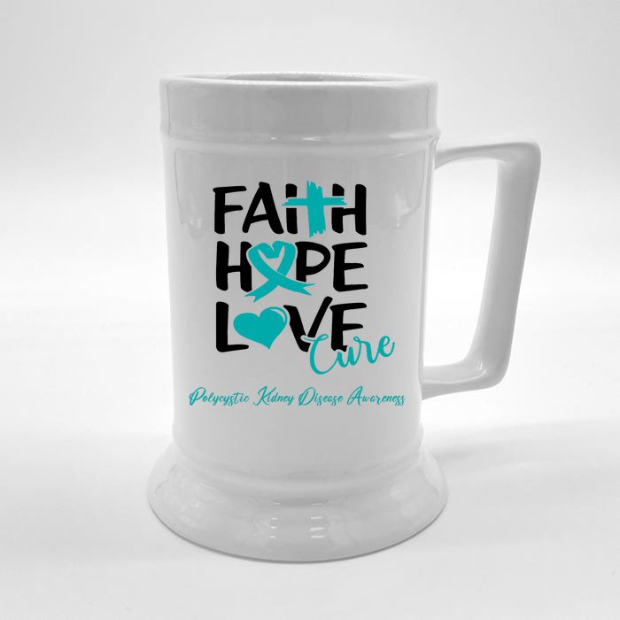 Faith Hope Love Polycystic Kidney Disease Awareness Front & Back Beer Stein