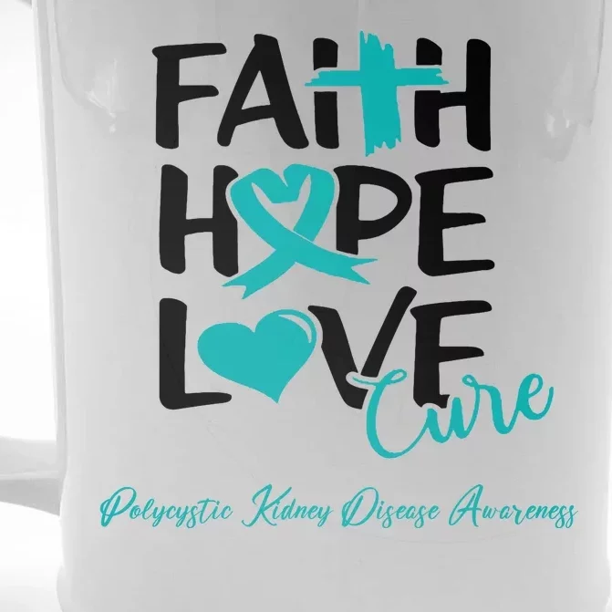 Faith Hope Love Polycystic Kidney Disease Awareness Front & Back Beer Stein