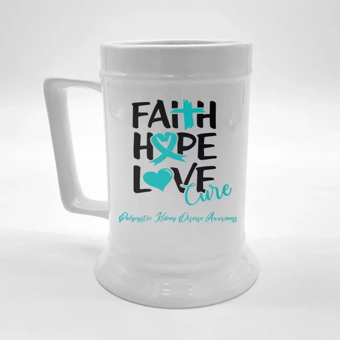 Faith Hope Love Polycystic Kidney Disease Awareness Front & Back Beer Stein